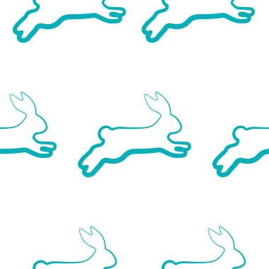 Logolar ya da çeşitli tatil tasarımları için mavi renkli basit tavşan simgeleriyle kusursuz desen.