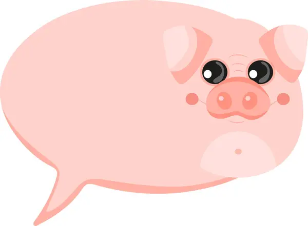 Hayvanlarla renkli konuşma balonu şablonu. Çocuk tasarımları ve şablonları için çizgi film tarzında pembe domuz yavrusu.