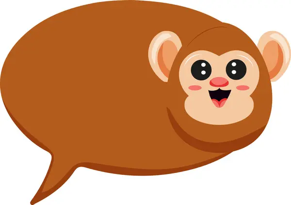 Hayvanlarla renkli konuşma balonu şablonu, yani çizgi film tarzında çocuk tasarımları ve şablonları için kahverengi maymun.