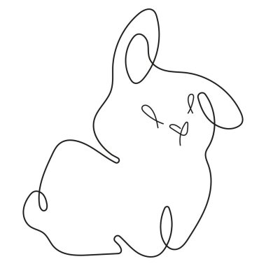 Uzun kulaklı bir tavşanın logosu yana döndü, sanat tarzında.