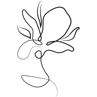 Açık bir manolya tomurcuğunun basit simgesi. Orijinal bir ana hatla çizilmiş, logolar, dövmeler veya diğer tasarımlar için.