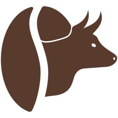 Hayvan başlı basit kahve çekirdeği logosu, yani boğa silueti.