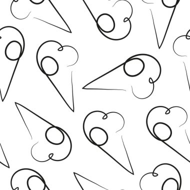 Basit bir dondurma kepçeli koni simgesiyle kusursuz desen. Çizgi halinde tek bir ana hatla çizilmiş.