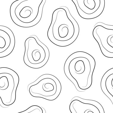 Basit bir avokado simgesine sahip kusursuz desen. Çizgi halinde tek bir siyah çizgi çizilmiş.