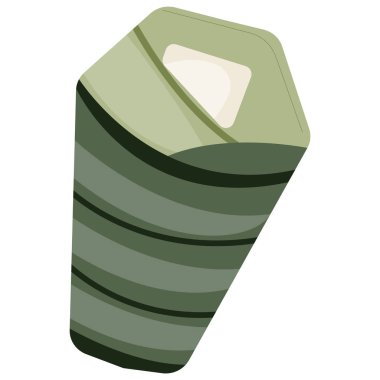 Yürüyüş yaparken veya kamp yaparken korunmak için basit bir uyku tulumu simgesi