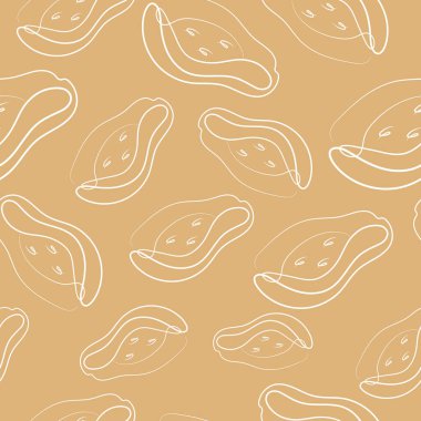 Sarı arka planda, çeşitli tasarım ve desenler için basit bir papaya simgesine sahip kusursuz desen.