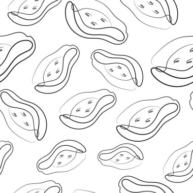 Basit bir papaya simgesine sahip kusursuz desen, çeşitli tasarım ve kalıplar için, satır sanatı tarzında.