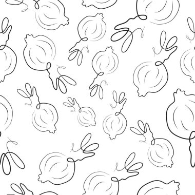 Çeşit çeşit tasarım ve desenler için, yeşil çizgili basit bir soğan başı simgesi ile kusursuz desen