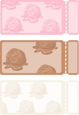 Renkli şablonlar ve farklı renkte dondurma kepçeleri.