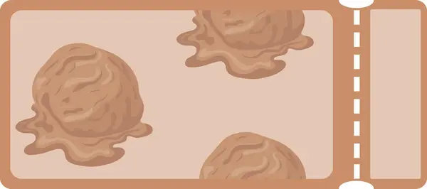 Kahverengi kupon şablonu ve yiyecek, yani sol tarafında bir kepçe çikolatalı dondurma.