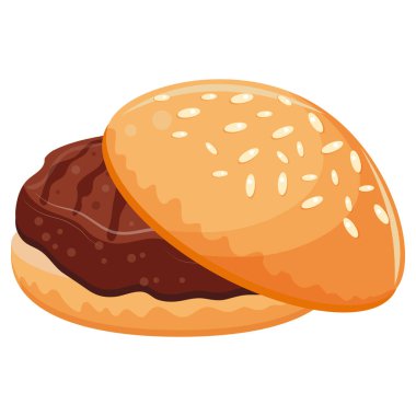 Dünya Burger Günü için üzerinde hiçbir şey olmayan buğday ekmeği ve köfteli bir hamburger simgesi.