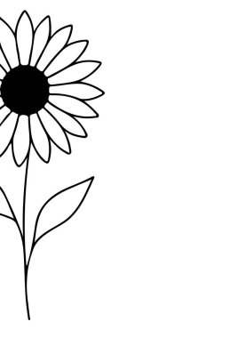 Basit bir ayçiçeği tomurcuğu simgesiyle logolar ve dövmeler için birkaç satır çizilmiş dikey poster veya kart şablonu