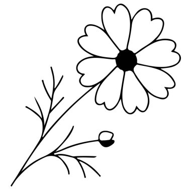 Çeşitli logolar ve tasarımlar için çeşitli çizgiler çizilmiş, açık bir kır çiçeği tomurcuğunun basit simgesi