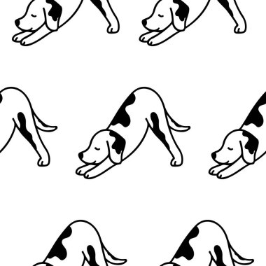 Üzerinde yoga yapan bir köpeğin ikonu olan desen, yani logolar ve çeşitli tasarımlar için aşağı doğru köpek duruşu.