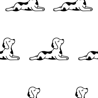 Üzerinde yoga yapan bir köpeğin basit bir simgesi olan desen, yani kobra pozisyonunda uzanan, logolar ve çeşitli tasarımlar için.