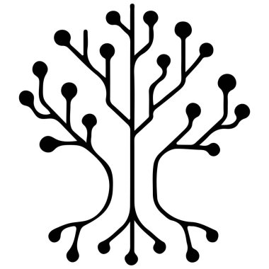 Dalları elektronik devre yapısına benzeyen ağaç simgesi, yapay zeka ve ekolojinin kombinasyonunu sembolize eder.