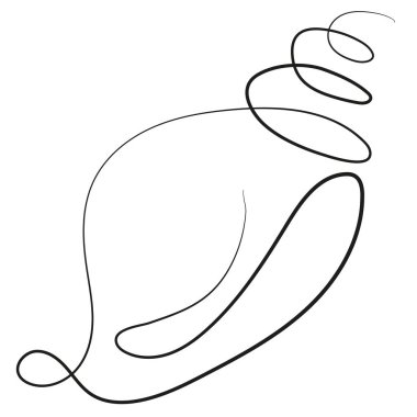 Çeşitli deniz tasarımları ve şirket logoları için ince bir çizgi üzerine çizilmiş deniz kabuğu yumuşakçasının simgesi