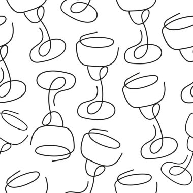 Çeşitli içecekler için lale şeklindeki bardaklarla kusursuz desenler rastgele dizilmiş çeşitli çizgiler.