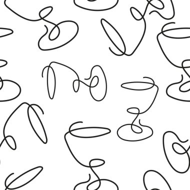 Şekilli bir martini bardağıyla kusursuz desen. Birkaç sıra halinde çizilmiş. Sanat tarzı rastgele dizilmiş.