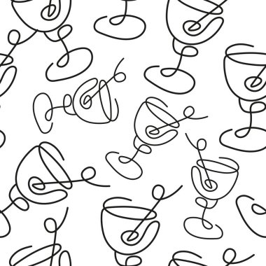 Kusursuz desenli, içinde zeytin olan bir martini bardağı ve rastgele dizilmiş çeşitli çizgiler.