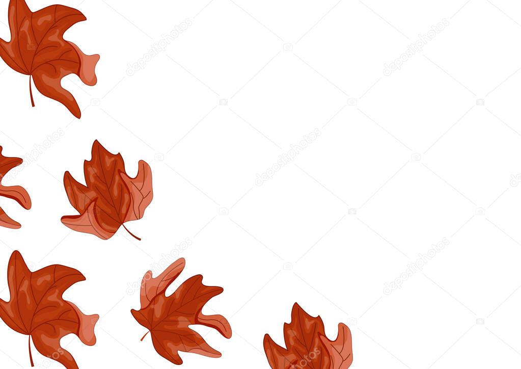 Poster with a set of maple tree leaf icons in the colors of the Canadian flag without a background, for Canada Day or autumn design