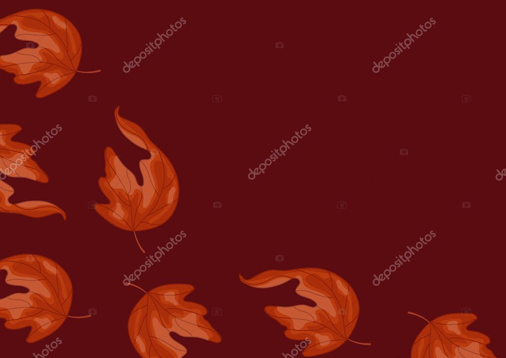 Poster with a maple leaf bent in half on a red background, for Canada Day or autumn designs