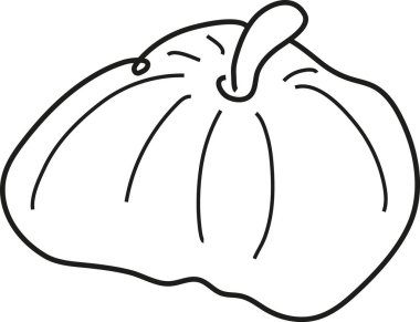 Logolar veya desenler için çeşitli çizgilerle çizilmiş yuvarlak bir balkabağı çizili basit çizgi resim simgesi