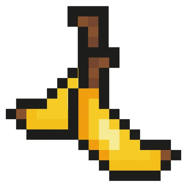 piksel sanat tarzı egzotik meyve simgesi, yani muz simgeleri, görülebilir kare pikseller ve en düşük renk paleti ile retro 8-bit grafik biçimi