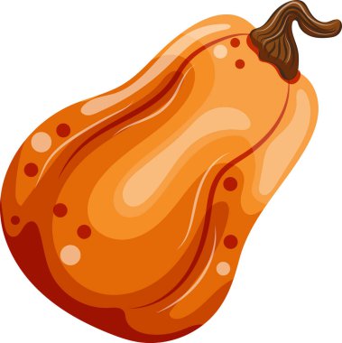 Sonbahar tasarımları, desenler veya kartlar için çizgi film tarzında uzun yuvarlak turuncu balkabağı ikonu