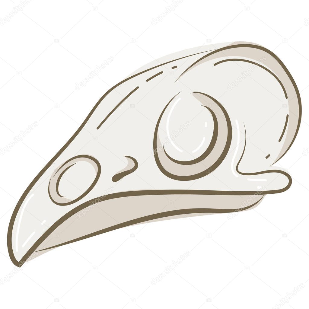 Colored icon of a light-colored bird skull with hollows and various cracks, suitable for gothic or Halloween design