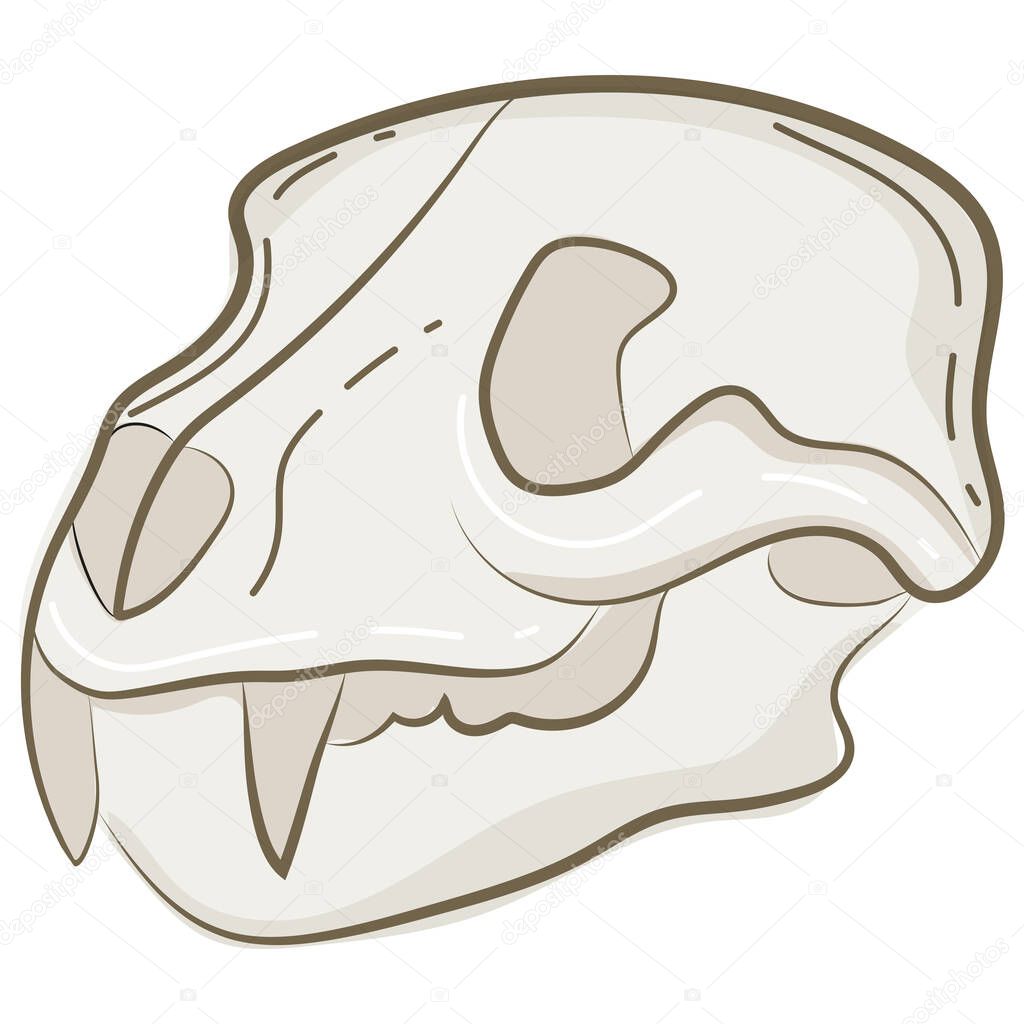 Light colored animal skull icon with hollows and various cracks, suitable for gothic or Halloween designs