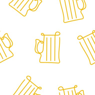 Dikdörtgen bira bardakları ile kusursuz desen, çeşitli sarı çizgilerle çizilmiş, ambalaj, tekstil veya web siteleri için