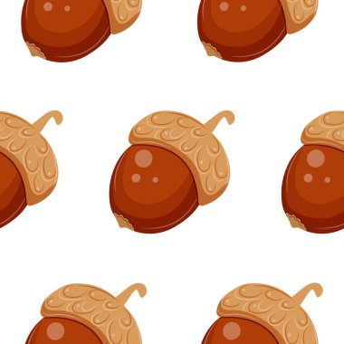 Bir sonbahar fındığı ikonu olan desen, yani, çeşitli sonbahar tasarımları ve ambalajları veya tekstil ürünleri için meşe ağacı şapkalı kahverengi, olgun bir meşe palamudu.