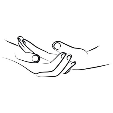 simple icon of human hands folded palms together suitable for holding any treadmill in hands