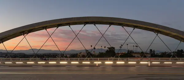 Sunset Viewed Arch 6Th Street Bridge Los Angeles — Stock Photo, Image