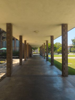 Claremont, CA - July 9 2024:  Outdoor corridor at  Harvey Mudd College clipart