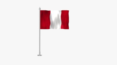 Peru 'nun Kutup Bayrağı, Beyaz Arkaplanda rüzgarda dalgalanan Peru Kutbu bayrağı. Peru Bayrağı, Peru Bayrağı.