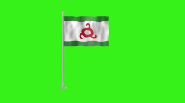 Ingushetia 'nın kutup bayrağı, Ingushetia kutup bayrağı yeşil zeminde rüzgarda sallanıyor. Ingushetia Bayrağı, Ingushetia Bayrağı.