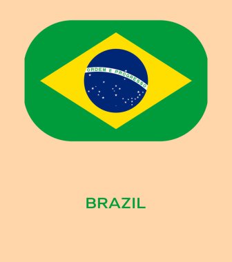 Brezilya bayrağı, Brezilya bayrağı, Brezilya bayrağı. Brezilya 'nın düğme tarzı bayrağı.
