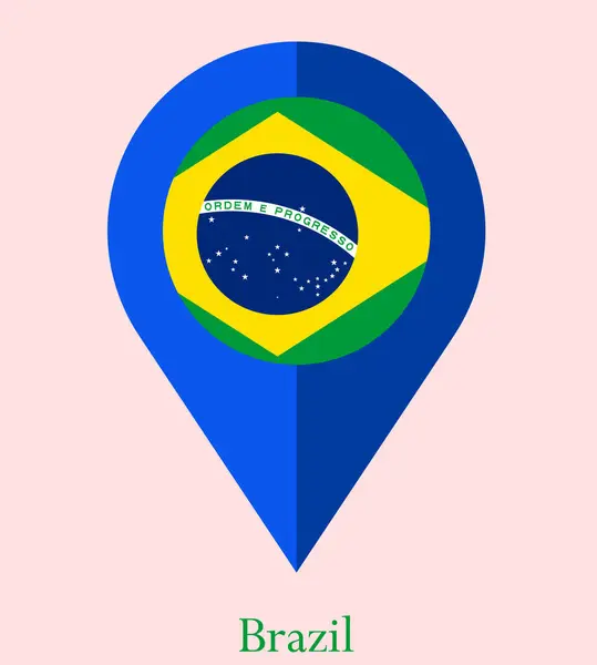 Flag Of Brazil, Brazil flag, National flag of Brazil. map pin flag of Brazil.