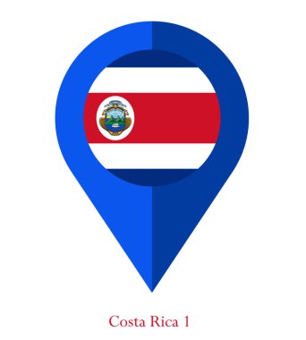 Kosta Rika 1, Kosta Rika 1 bayrağı, Kosta Rika 1 ulusal bayrağı. Kosta Rika 1 harita pin bayrağı..
