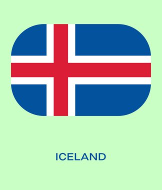 İzlanda bayrağı, İzlanda bayrağı, İzlanda 'nın ulusal sembolü. İzlanda 'nın düğme stili bayrağı.