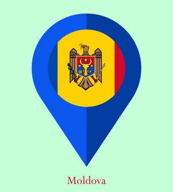 Moldova Bayrağı, Moldova Bayrağı, Moldova Ulusal Bayrağı. Moldova 'nın iğne bayrağını haritala.