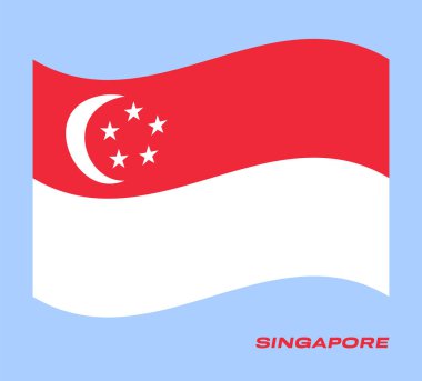 Singapur bayrağı, Singapur bayrağı, Singapur bayrağı. Singapur 'un dalgalı bayrağı.