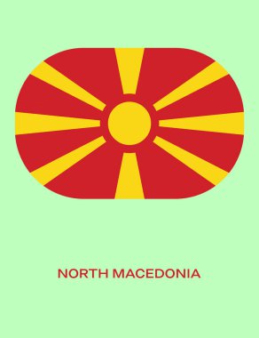 Kuzey Makedonya bayrağı, Kuzey Makedonya bayrağı, Kuzey Makedonya ulusal bayrağı. Kuzey Makedonya 'nın düğme tarzı bayrağı.
