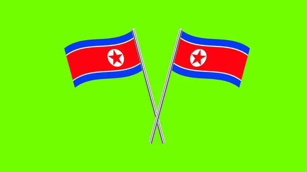 Flag Of North Korea, North Korea flag, National flag of North Korea. crossed table flag of North Korea.