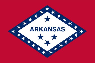 Arkansas bayrağı, Arkansas eyaleti bayrağı, ABD bayrağı Arkansas illüstrasyonu, Birleşik Devletler. Amerika Birleşik Devletleri.