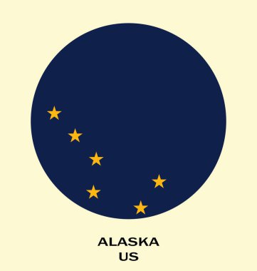 Alaska bayrağı, Alaska eyaleti bayrağı, ABD bayrağı dairesi Alaska Illustration, ABD. Amerika Birleşik Devletleri.