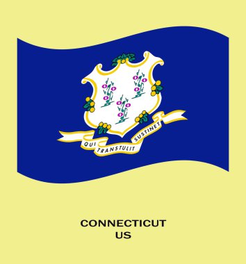 Connecticut bayrağı, Connecticut bayrağı, ABD eyaleti Connecticut Flag Illustration, ABD, Connecticut dalgalı bayrağı.