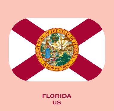 Florida, Florida Bayrağı, Amerika Birleşik Devletleri Florida Bayrağı Illustration, ABD, Florida 'nın Button tarzı bayrağı.